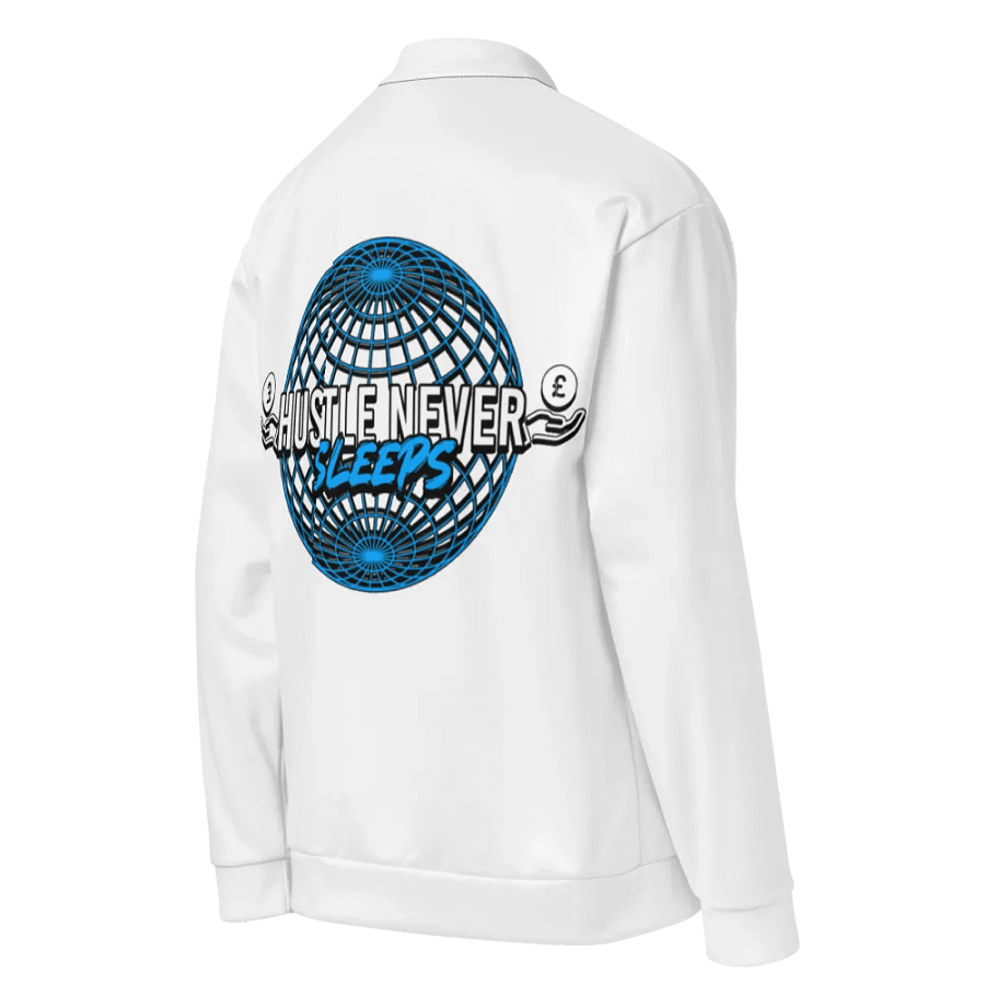 Hustle Never Sleeps Bomber Jacket (White) product image (8)