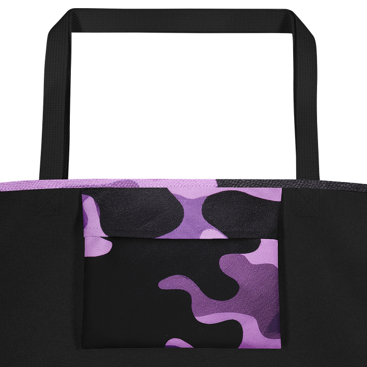 Large Tote Bag w/Pocket black and purple camo product image (2)