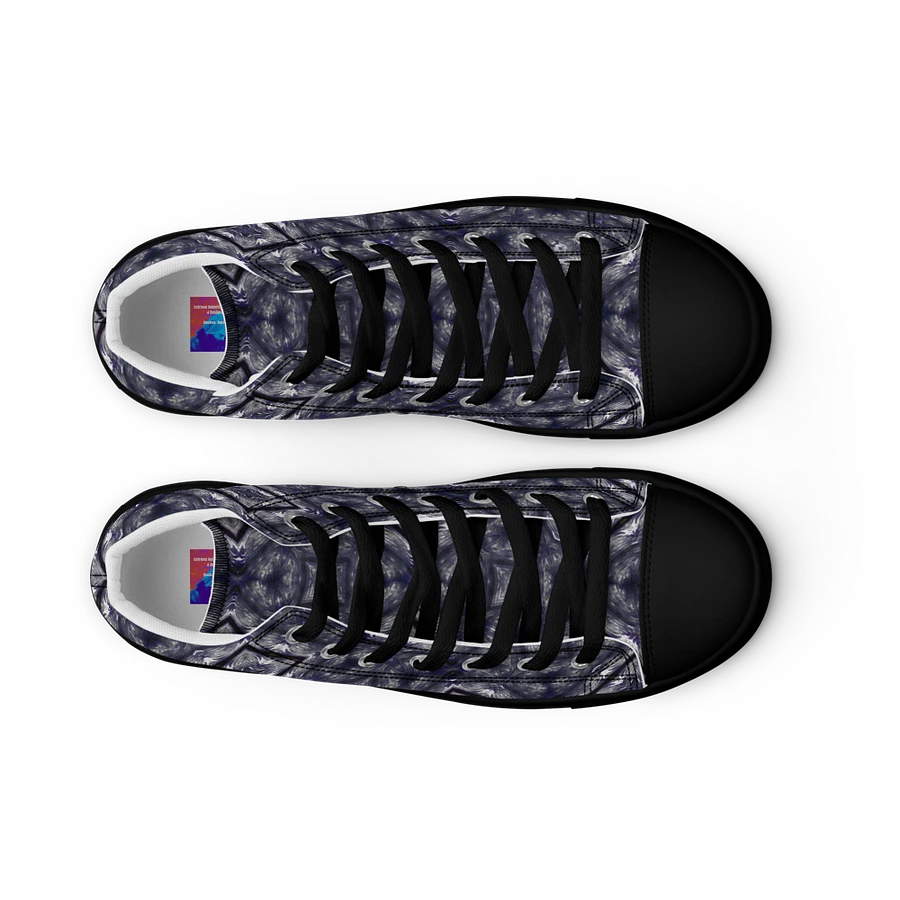 Abstract Dark Monochrome Diamond Men's Black Toe Canvas Shoe High Tops product image (50)