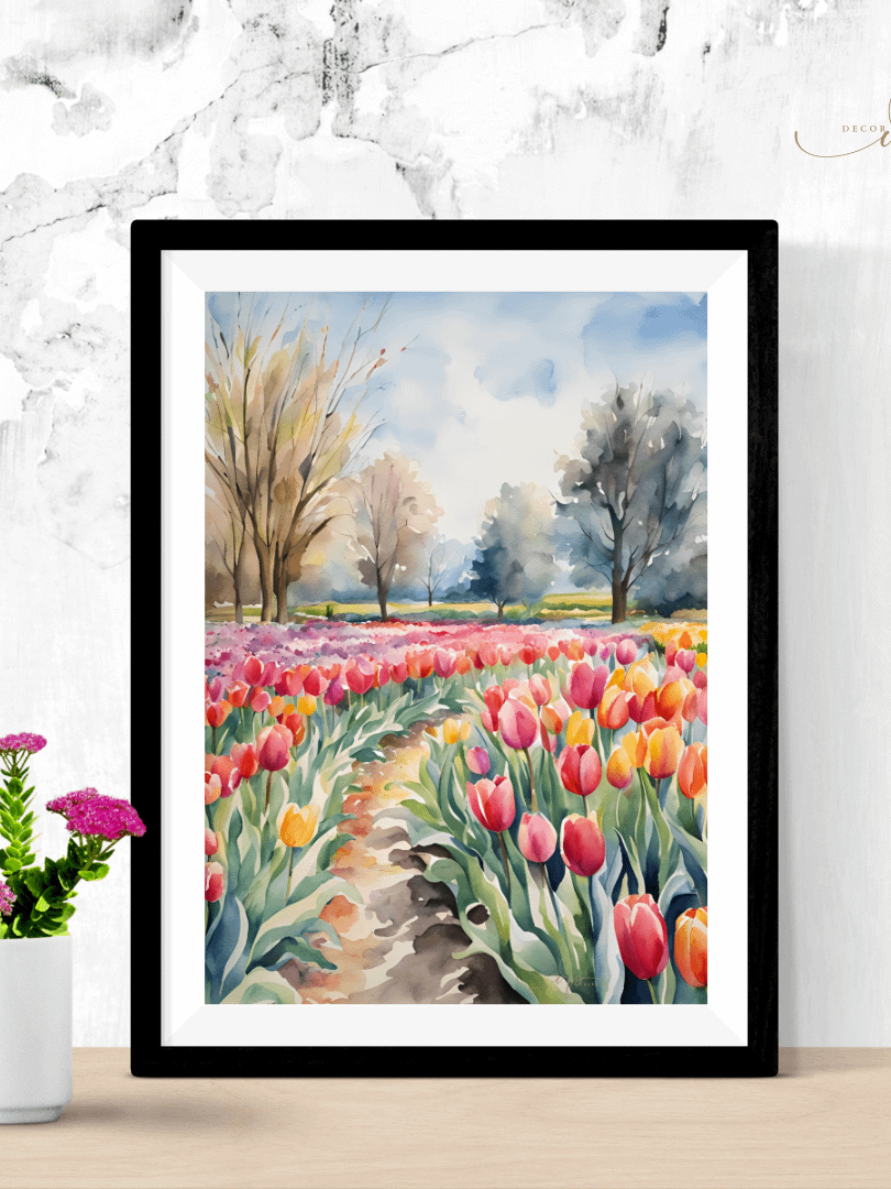 Watercolour Painting Printable Wall Art of TULIP GARDEN product image (4)