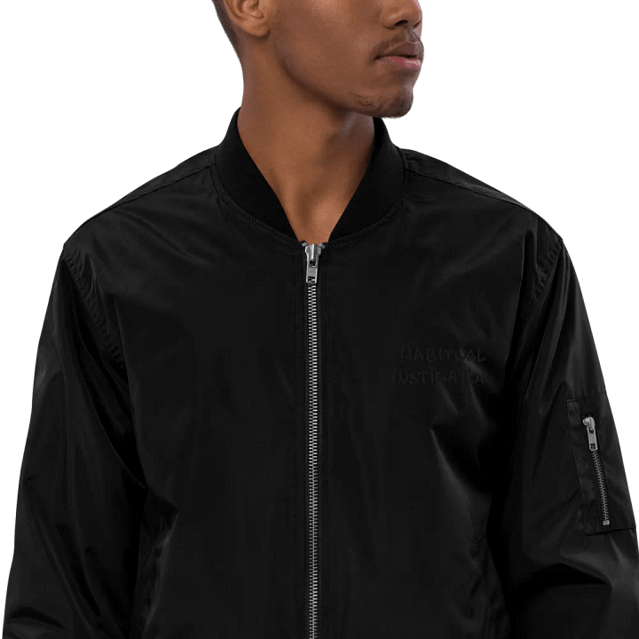 HABITUAL INSTIGATOR (monochrome black) premium recycled bomber jacket product image (2)