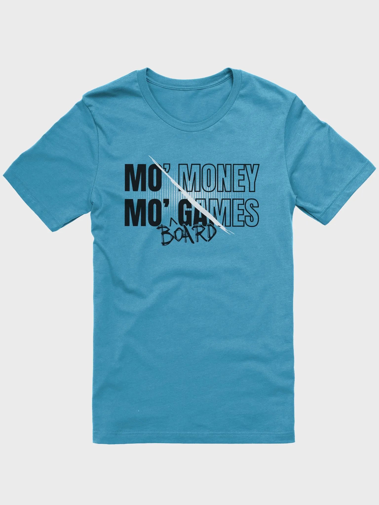 90s Rap Shirt for Board Gamers, Cool Unisex Gamer Aqua T-shirt, Mo Money Mo Board Games product image (2)