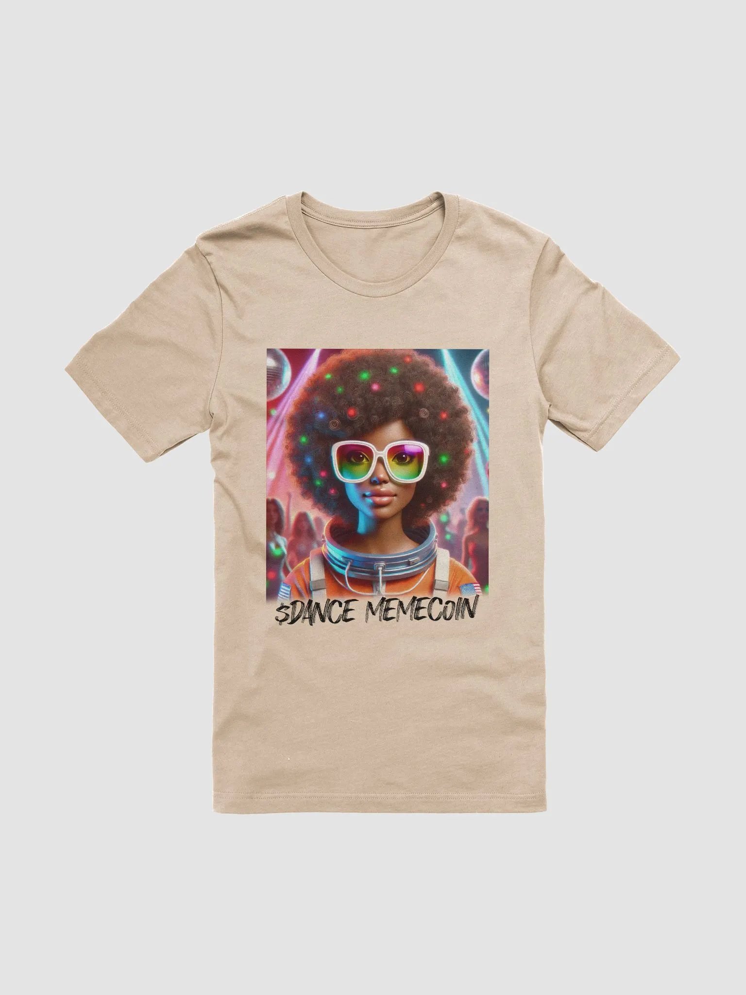 ASTRO GIRL - DANCE MEMECOIN - PREMIUM TEE - TAN product image (3)