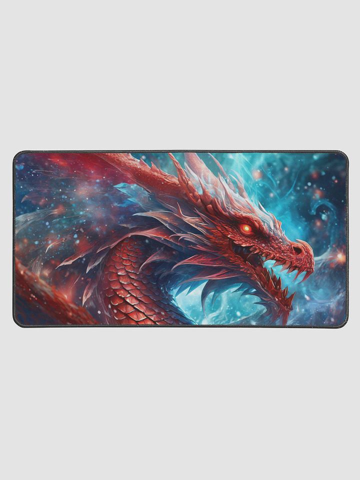 Close up of mystic dragon, like a phoenix, red and blue colors illustration 02-Gaming Desk Mat 15.5