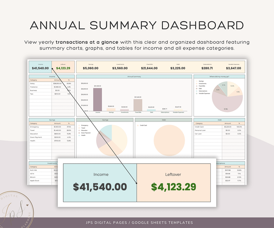 Monthly and Annual Budget Spreadsheet Template product image (8)