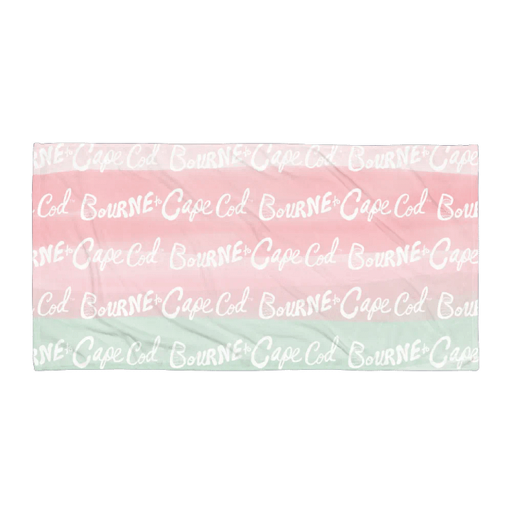 BOURNE to Cape Cod™ | Coastal Classic Beach Towel | All-Over Horizontal Logo Print | White Logo on Pastel Ombre product image (2)