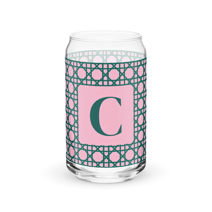 Cannage Green Pink Initial C Can-Shaped Glass product image (1)
