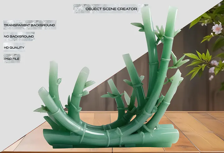 Jade Signature – Bamboo Sculpture in Green Jade PNG product image (2)