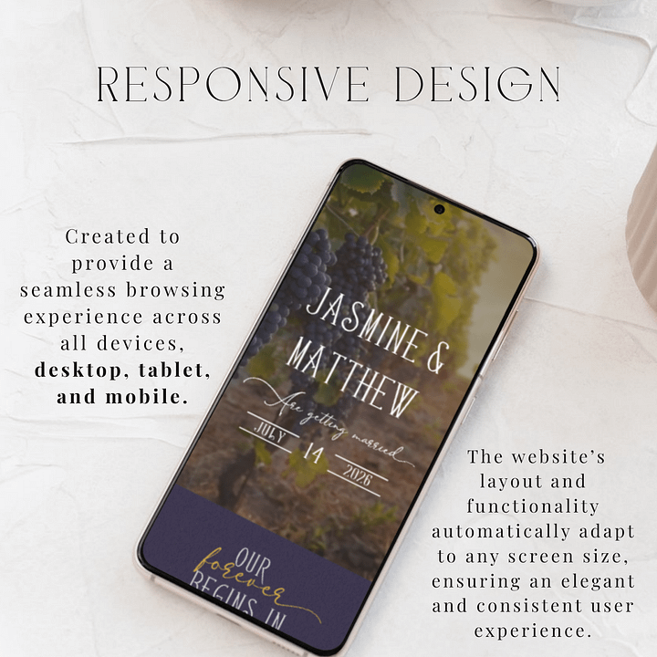 Vineyard Vows Wedding Website Template | Elegant Winery Theme | Editable Canva Template | Rustic Wine Wedding Website | RSVP Included product image (2)