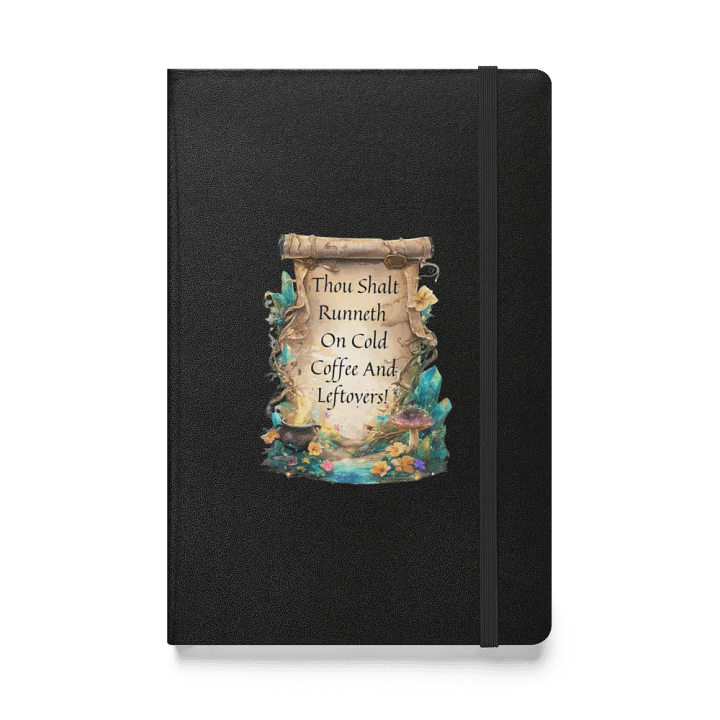 Funny Mom Notebook – “Thou Shalt Runneth On Cold Coffee & Leftovers” product image (1)