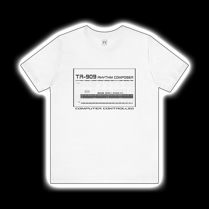 TR-909 T-Shirt - Roland 909 Rhythm Composer Drum Machine by Vintage Voltage (BLACK PRINT) product image (1)