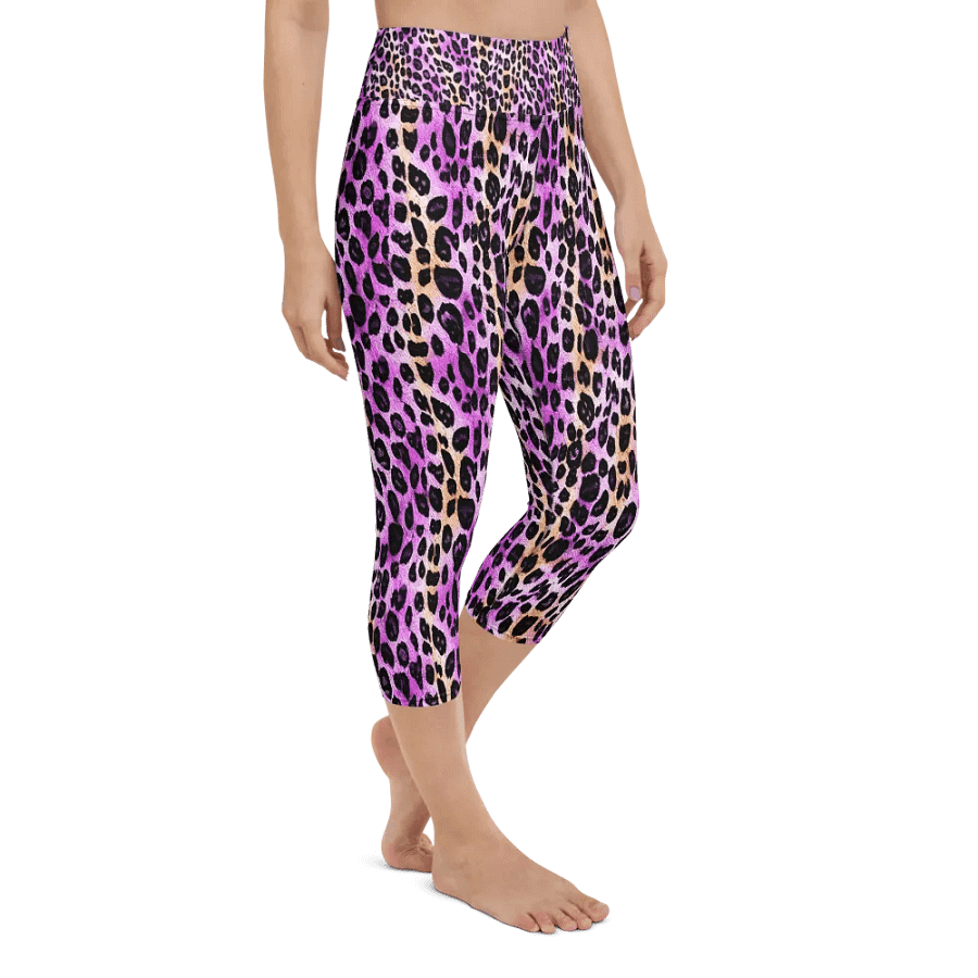 Purple Beige Leopard Capri Leggings product image (2)
