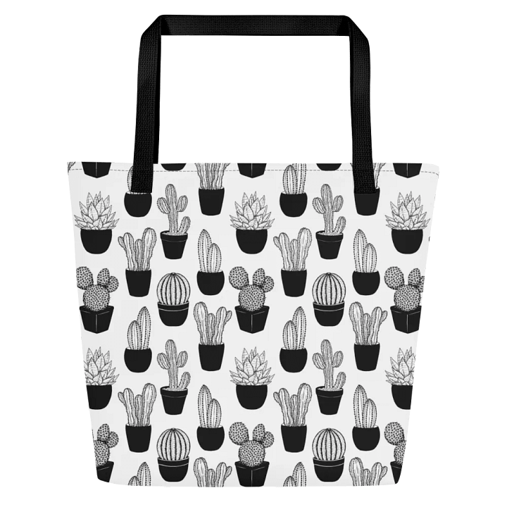 Line Art Cacti Pattern All-Over Print Large Tote Bag product image (2)