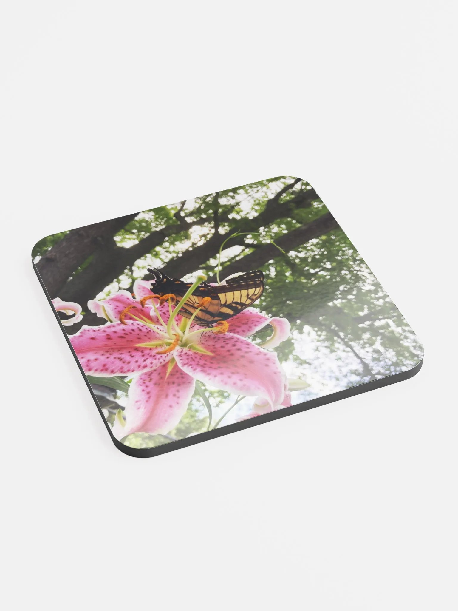 Butterfly on Pink Tiger Lily Coaster product image (2)