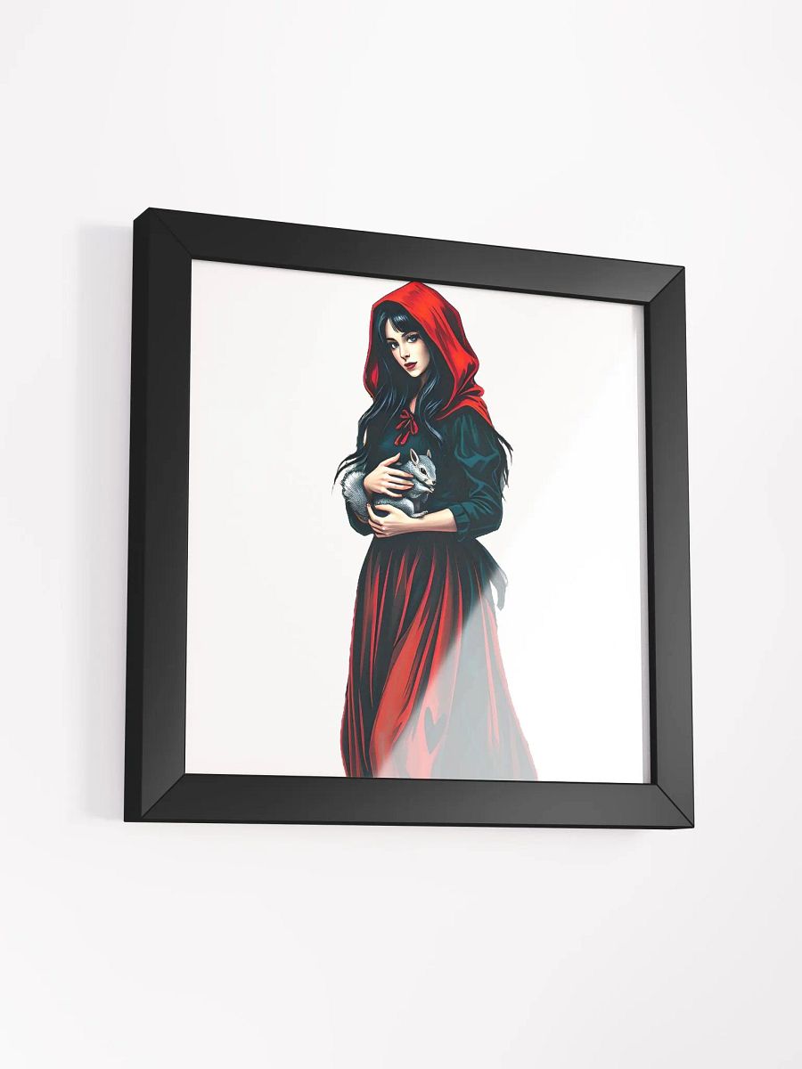 Enchanted Red Hood Framed Matte print- a girl and her short tailed squirrel product image (15)