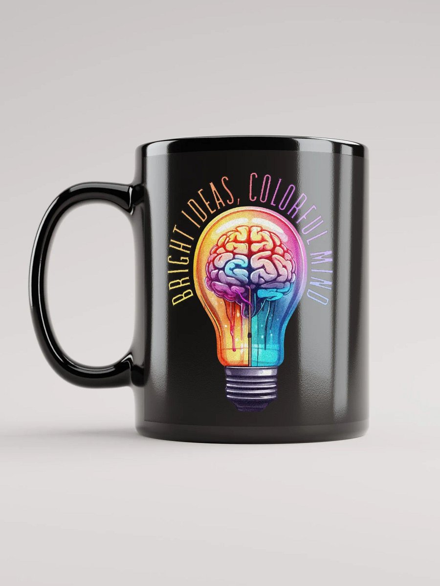 Reflective Bulbs Graphic | Black Coffee Mug | Bright Ideas, Colorful Mind product image (1)
