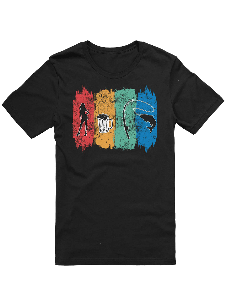 Funny Fishing T-Shirt – Beer, Babes & Bass Grunge Angler Tee, Perfect Birthday & Dad Gift for Fishermen product image (1)