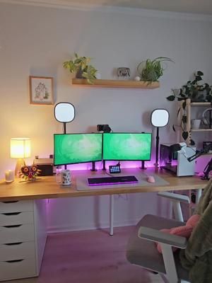 lights on ✨️ let's play some fields of mistria!  #cozygamer #desk #desksetup #transition #cozyvibes #fieldsofmistria #newdesk #streamroom #girlgamer #deskinspo #zelda #ttinventory 