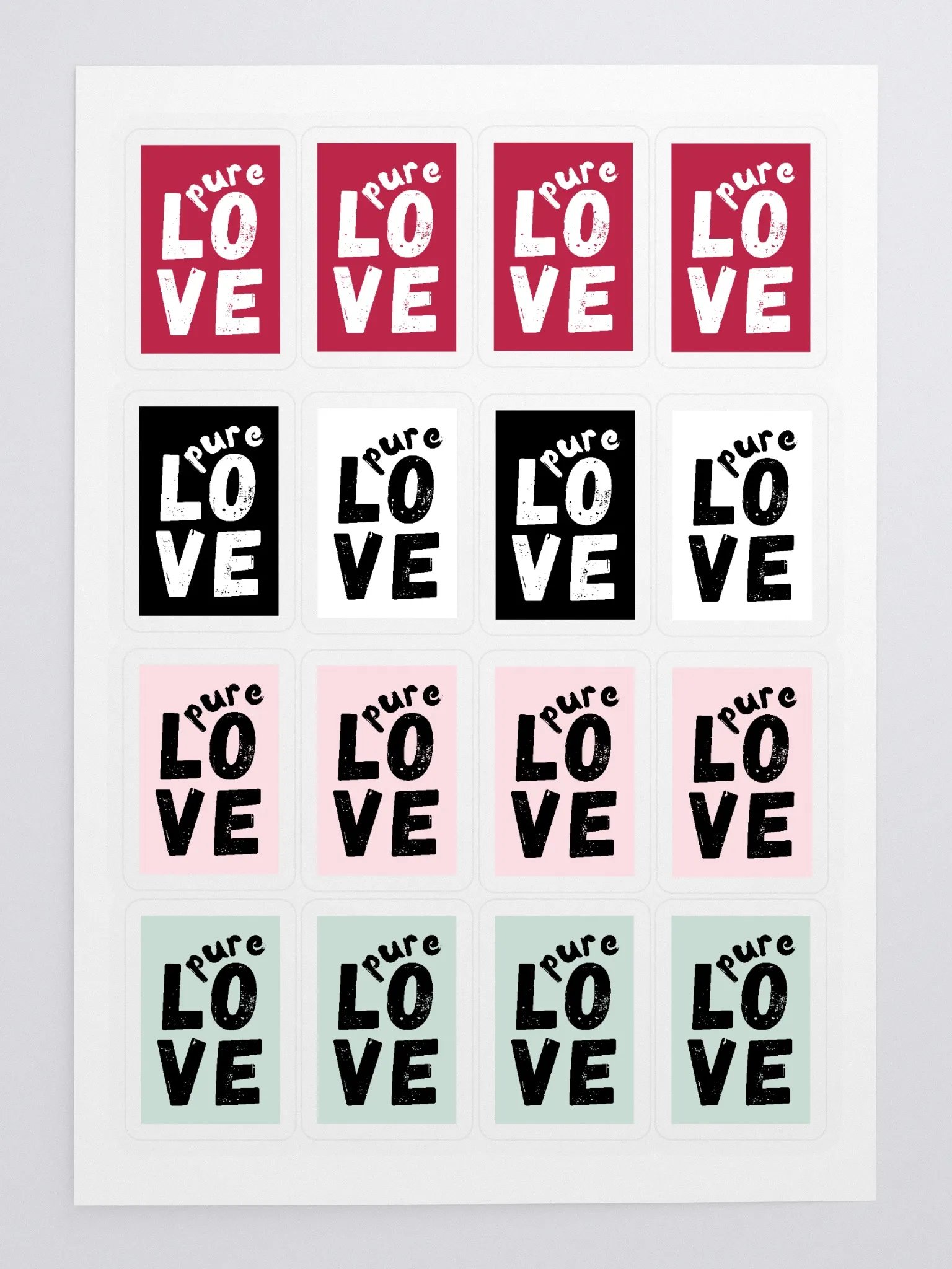 Pure Love with colored Background Sticker Sheet product image (1)