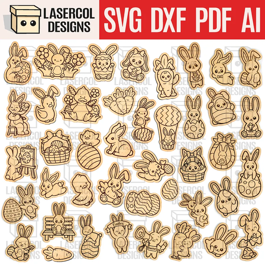 Easter Cutouts/Paint Kit Bundle (Set 1-2-3-4) - Laser Cut Files product image (1)