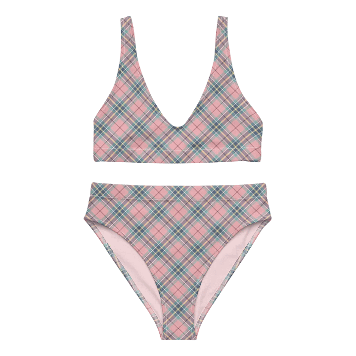 Pastel Pink, Mint Green, and Yellow Plaid Bikini product image (2)