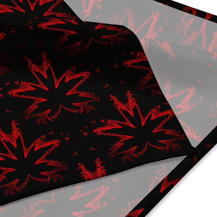 Red Black Twisted Budz Cannabis Bandana, Weed Leaf Pattern Stoner Fashion Accessory product image (1)