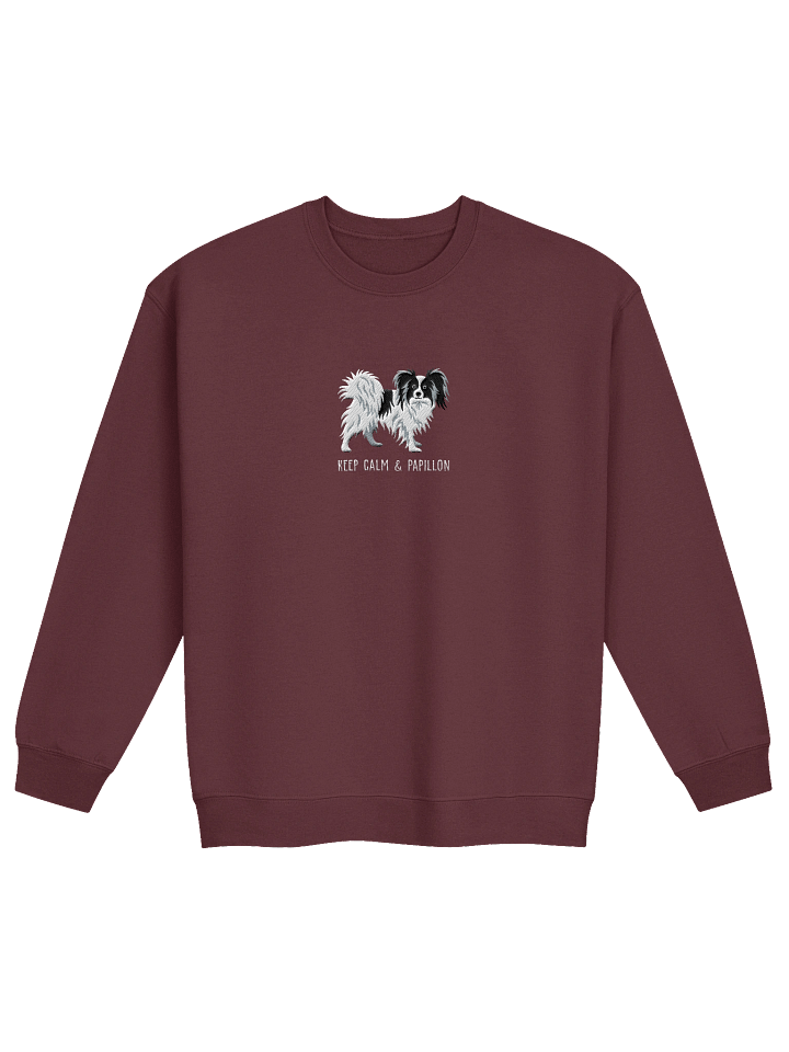 Keep Calm and Papillon Sweatshirt (Embroidered) of a Papillon(Black & White) product image (2)