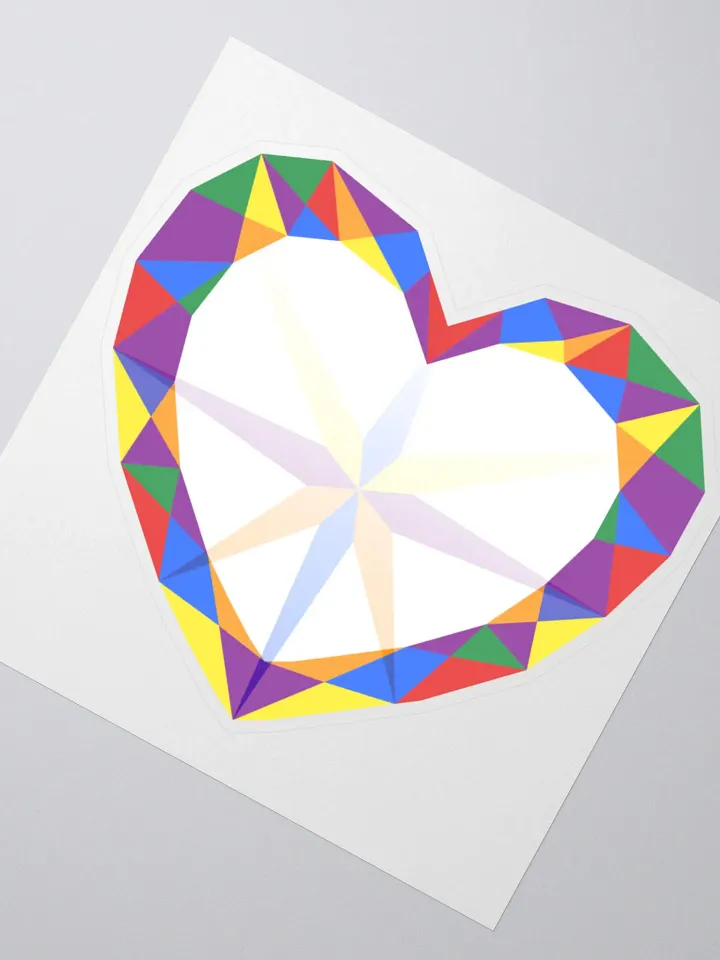 Crystal Pride Heart (Bold Rainbow Design) Cut Sticker product image (2)