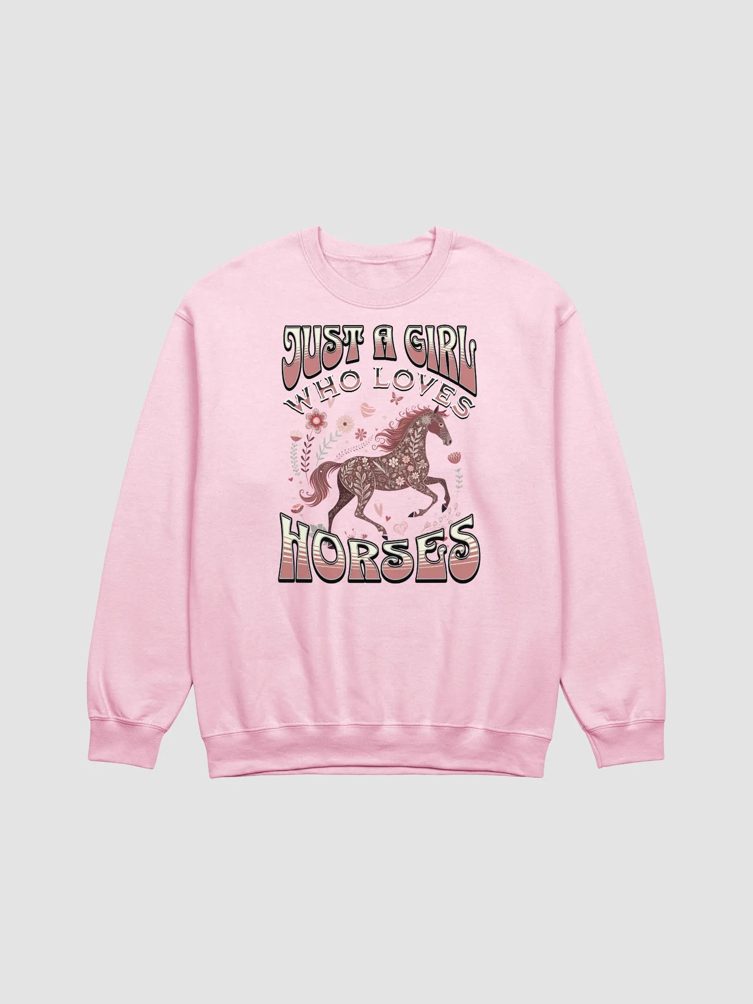 Just A Girl Who Loves Horses Floral Crewneck Sweatshirt product image (21)