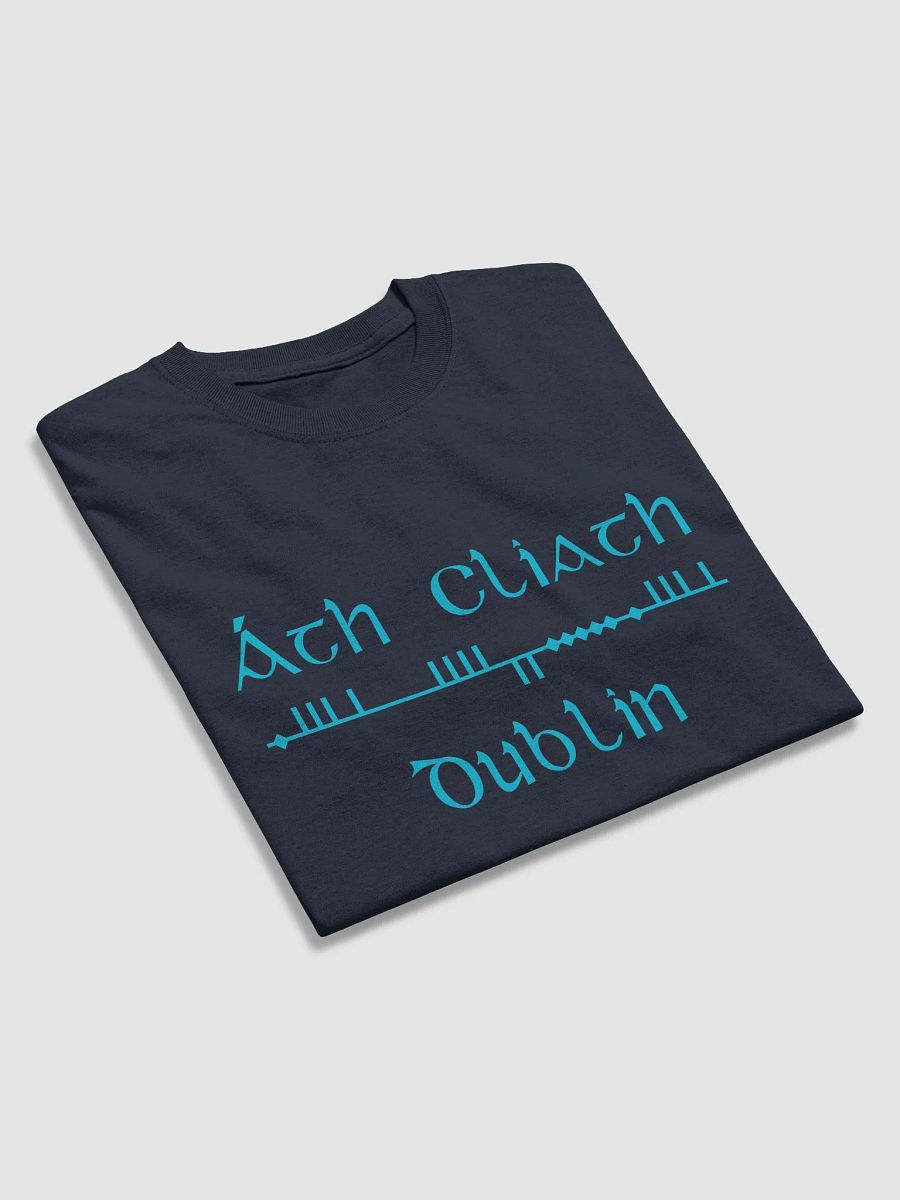 Dublin/Áth Cliath, light Blue Scholastic style ogham. printed T-shirt product image (5)