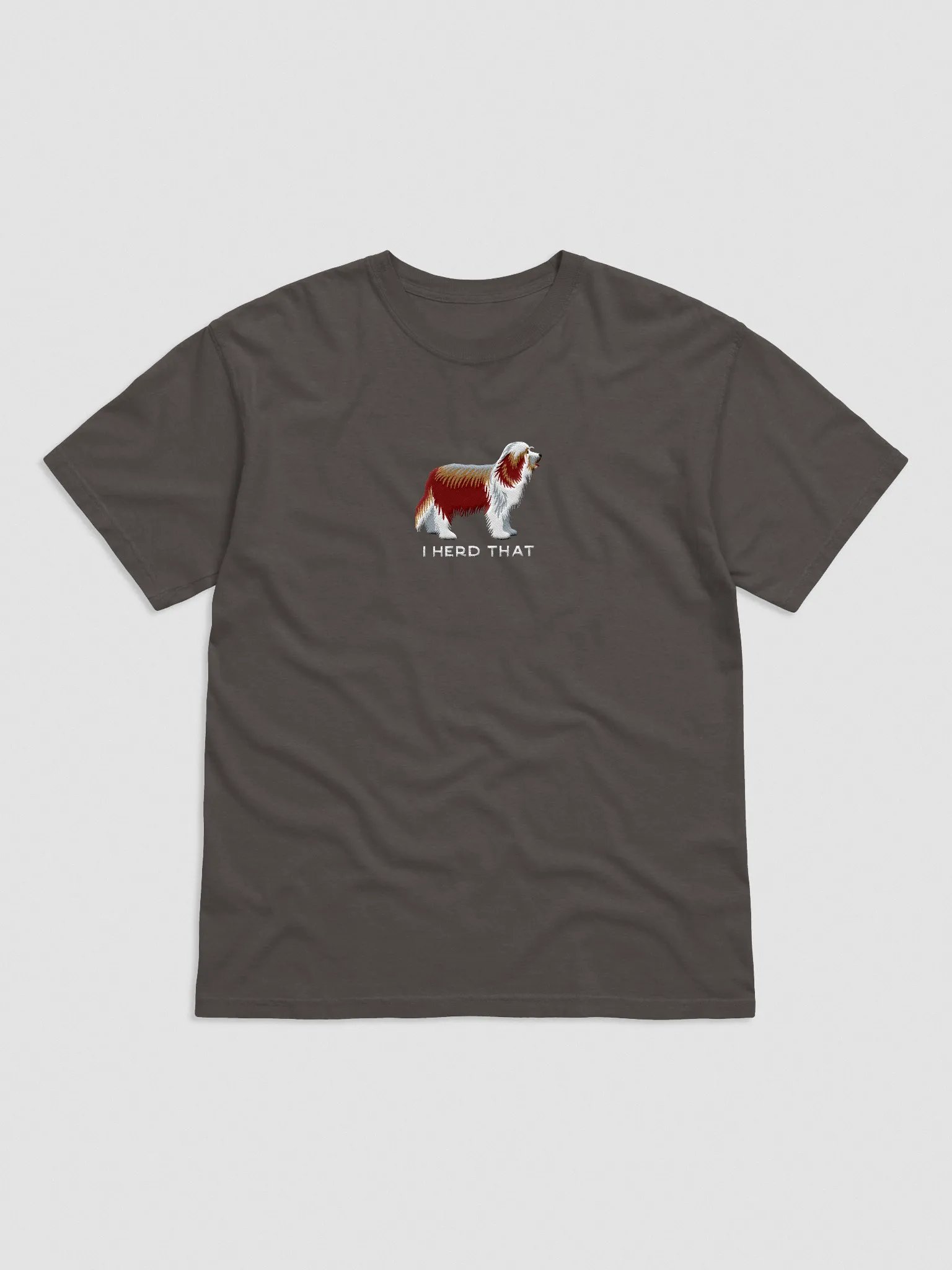 I Herd That T-Shirt(Embroidered) of a Bearded Collie(Red) product image (4)