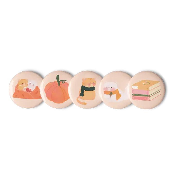 Cozy Fall with Cats Button Pins Set product image (1)