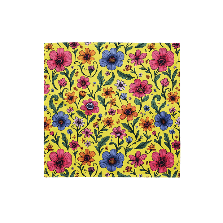 Floral Bandana – Colorful Yellow Boho Flower Headscarf for Women and Men product image (1)