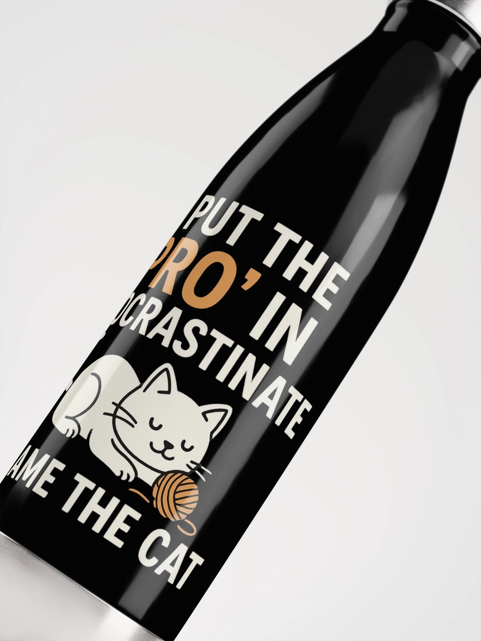 Cat Procrastination Stainless Steel Water Bottle product image (5)