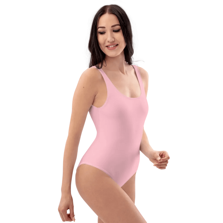 Plain Color Pink One-Piece Swimsuit product image (6)