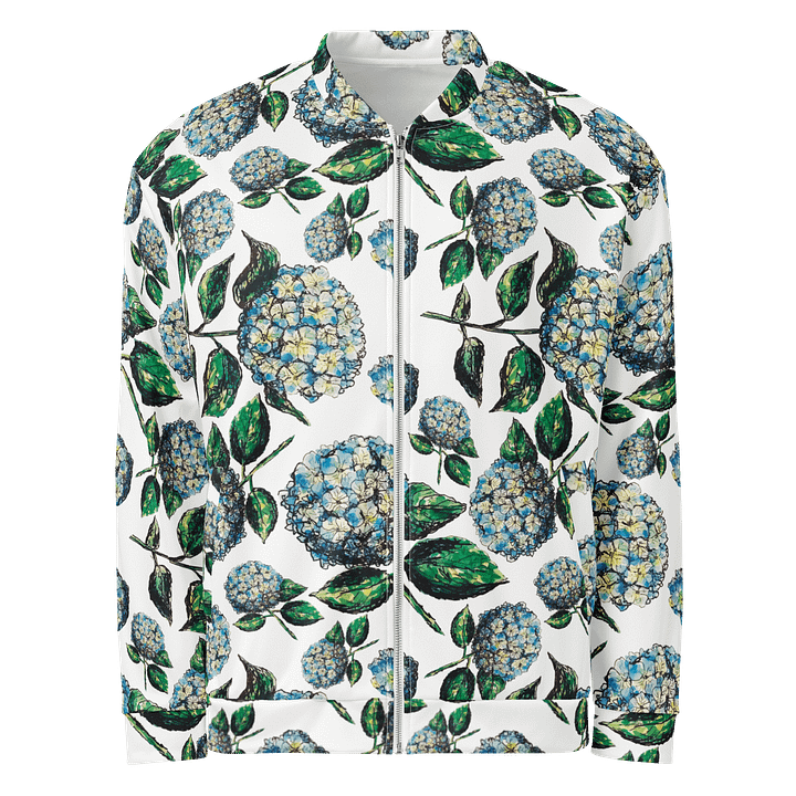 Blue Hydrangea Dreams | Unisex Bomber Jacket | Monique Faella Designs™ product image (1)