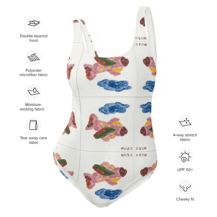 Kid Airplane (All-Over Print One-Piece Swimsuit) product image (5)