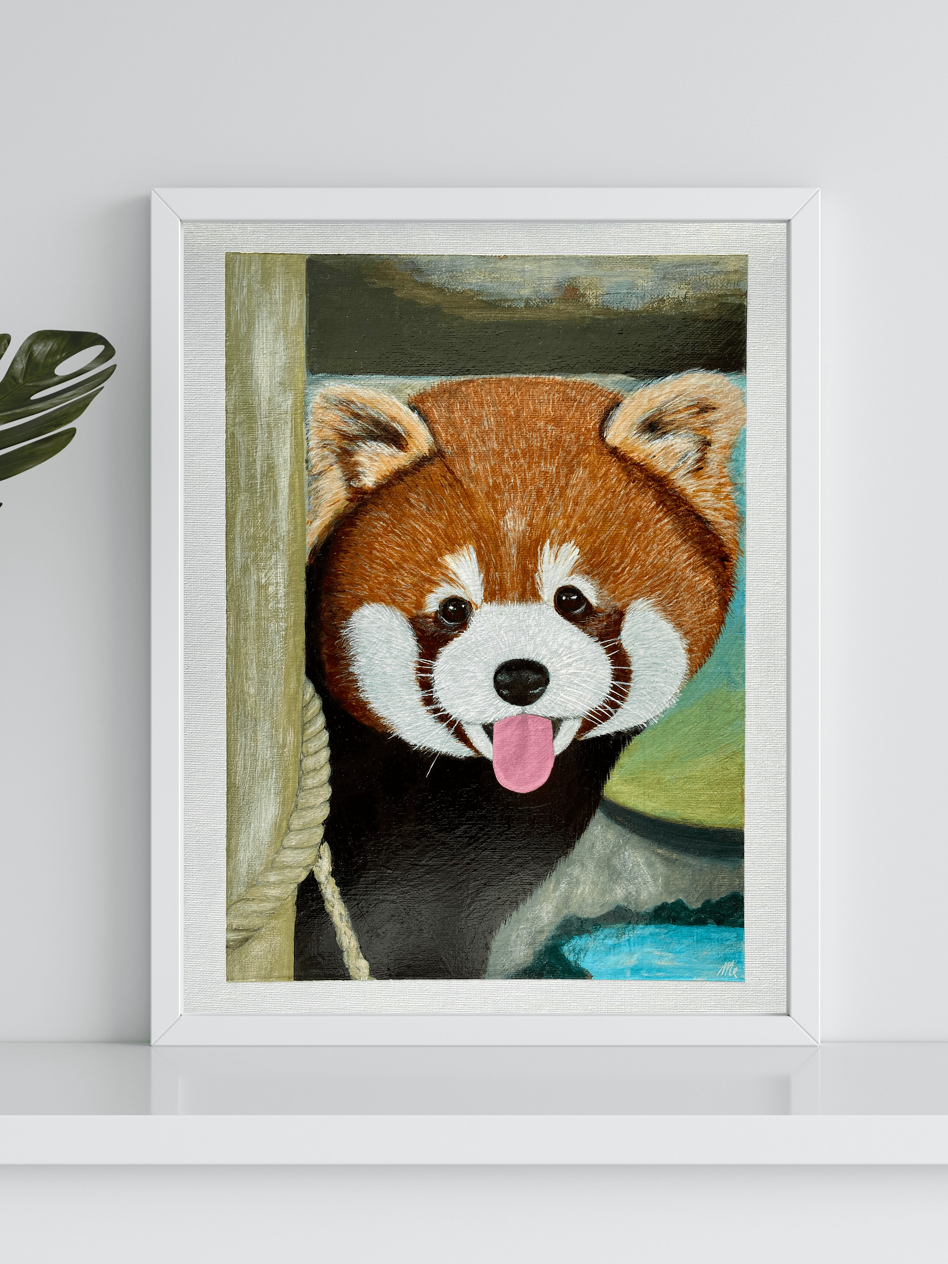 Peek-A-Boo Red Panda Painting – Original Acrylic Wildlife Art product image (3)