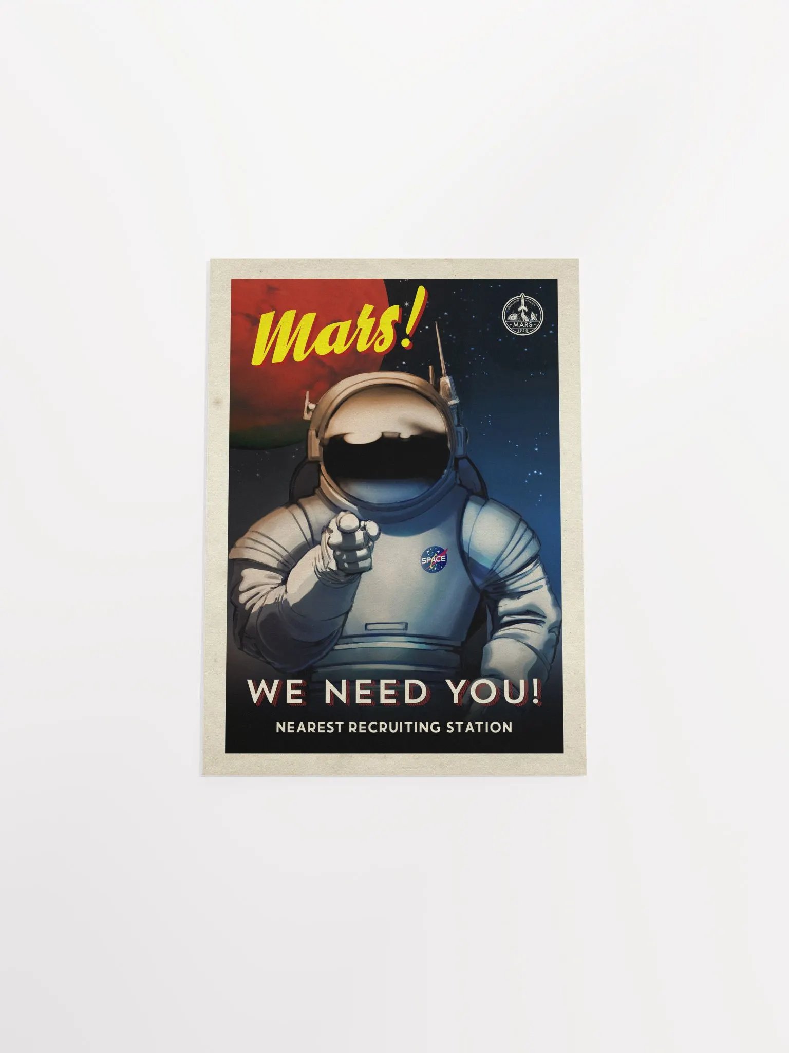 Mars! We need you! — Vintage space poster, retro space art, propaganda poster, retrofuturism art, retro sci-fi print product image (6)