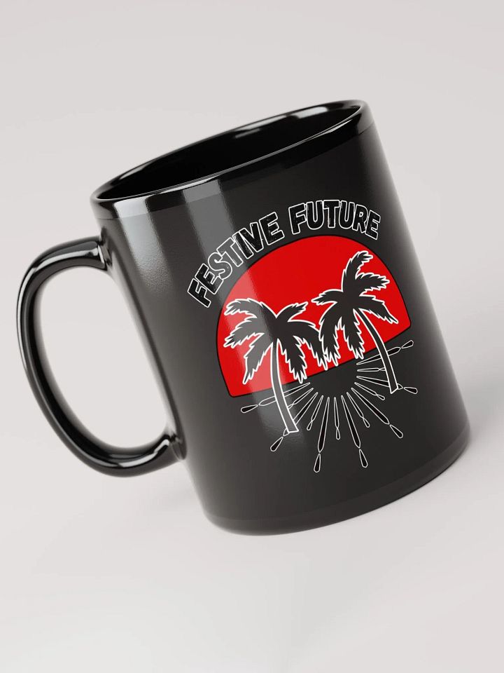 Festive Future - Sunset Beach Scene Black Coffee Mug product image (2)
