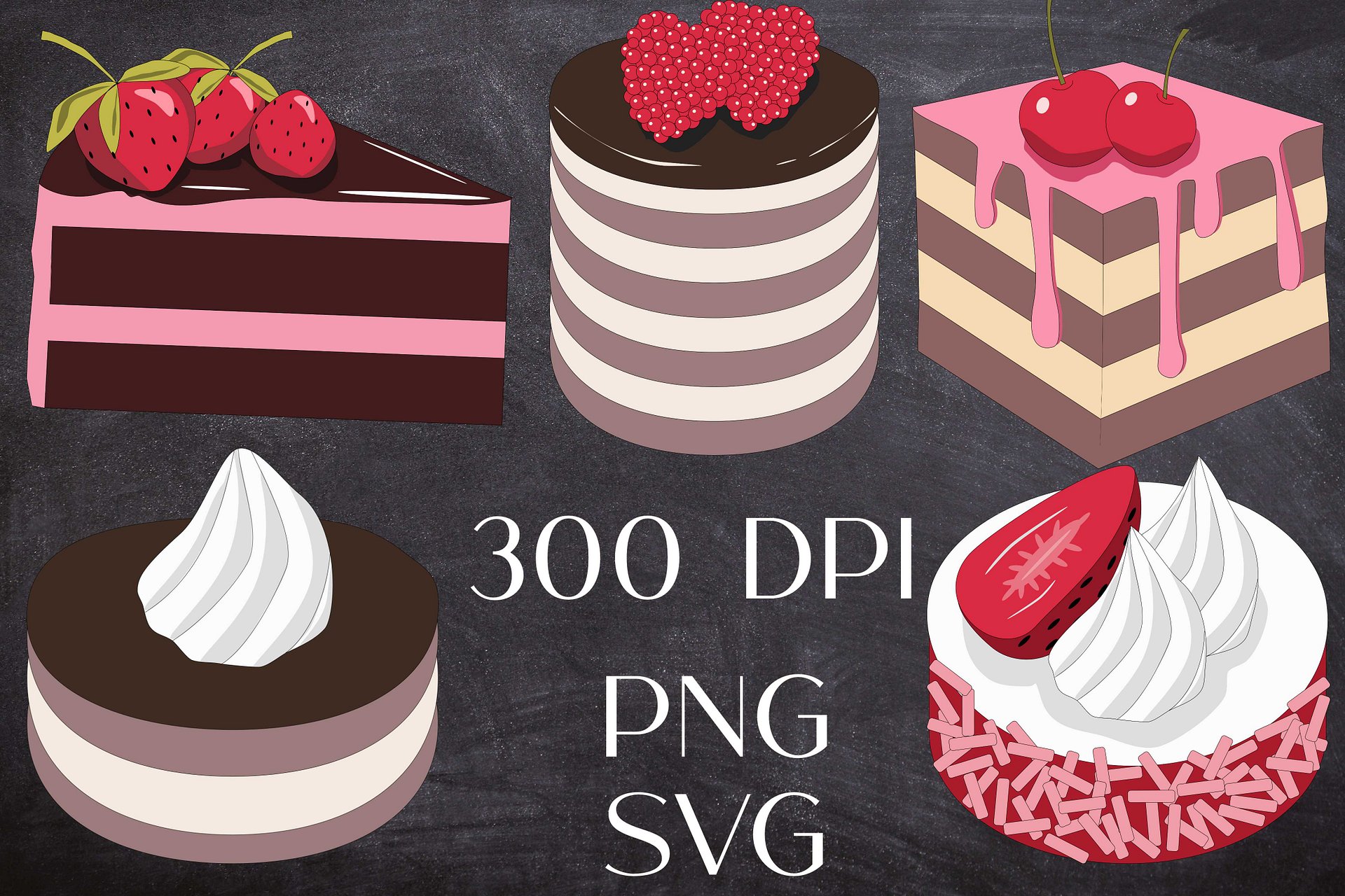 14 Delicious Cakes Instant Download PNG SVG product image (3)