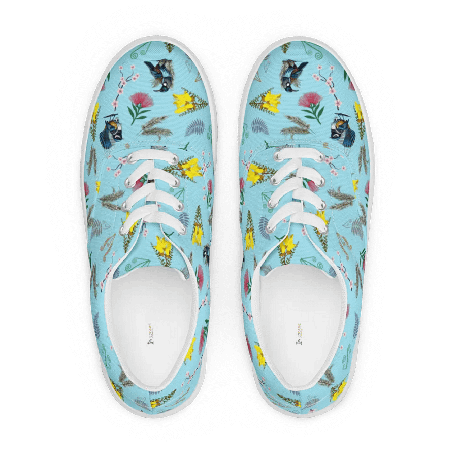 NZ Blooms and Birds Lace-Up Canvas Shoes (Blue) product image (5)