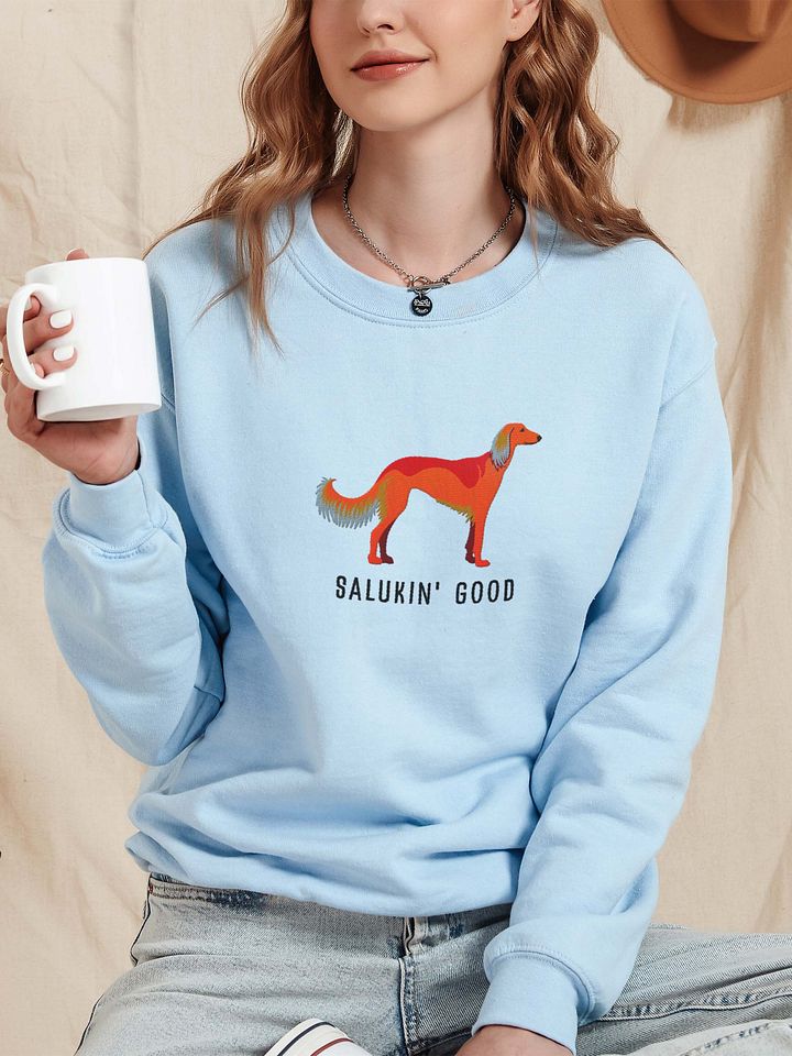 Salukin' Good Sweatshirt (Embroidered) of a Saluki(Red) product image (2)
