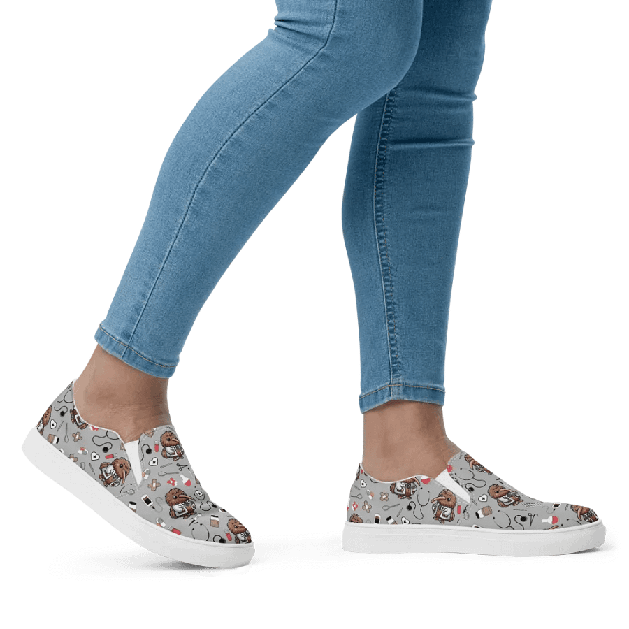 Cute Medical Kiwi Slip-On Canvas Shoes (Grey) product image (4)