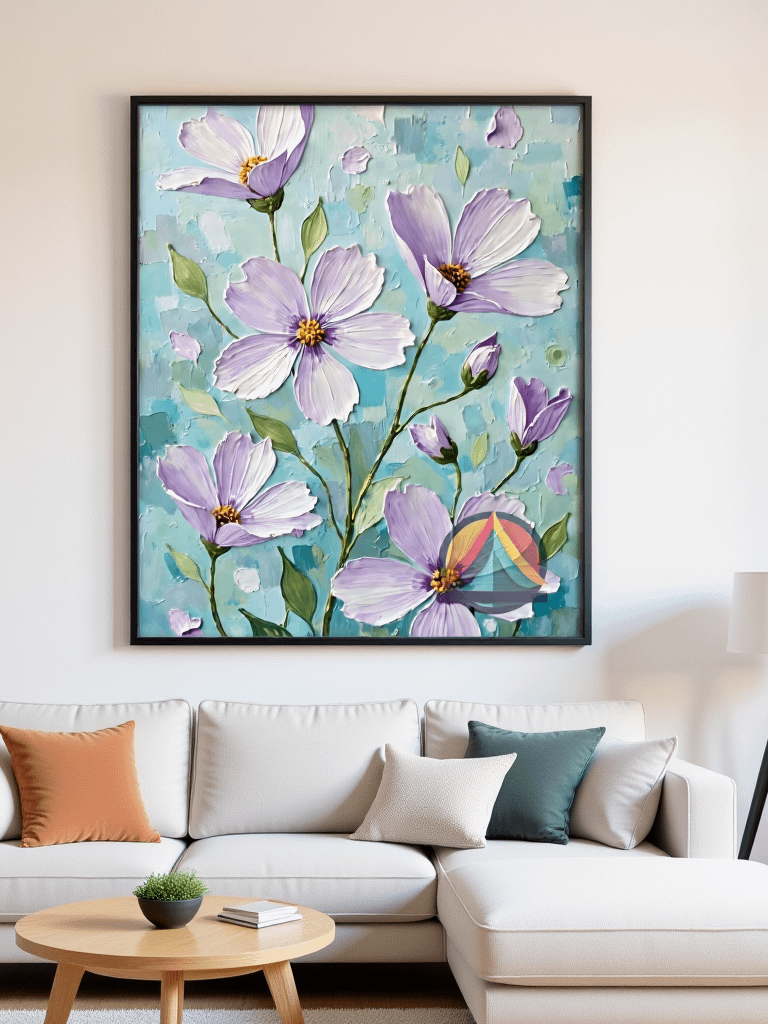 Lavender Dreamscape: Textured Floral Serenity Wall Art product image (2)