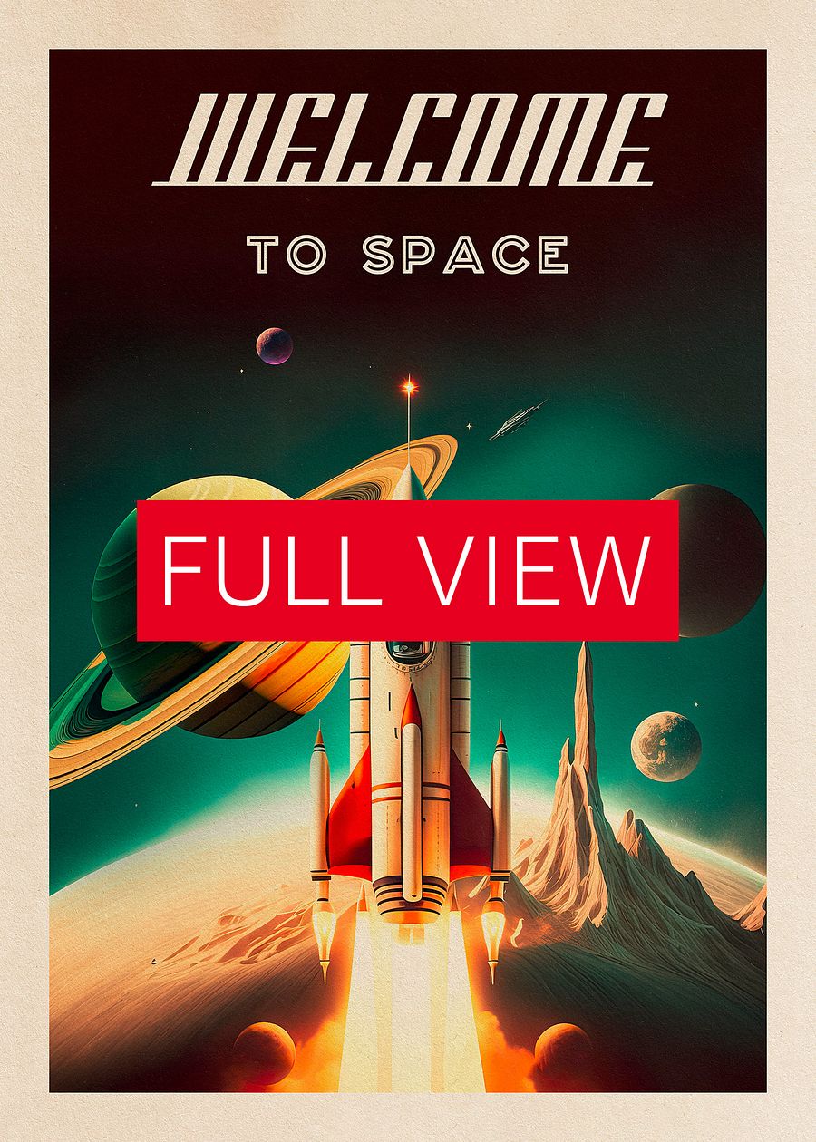 Welcome to space — Vintage space poster, retro space art, propaganda poster, retrofuturism art, retro sci-fi print product image (3)