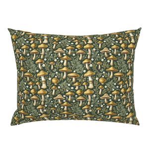 Seamless Pattern - Golden Mushrooms on Dark Green product image (6)