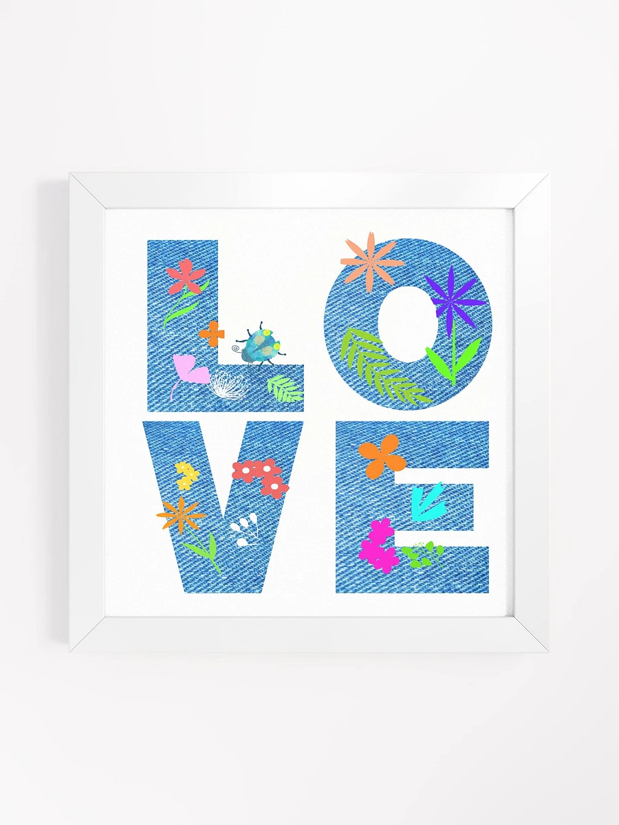 LOVE Typography Flower Filled on Denim Background Framed Picture product image (1)