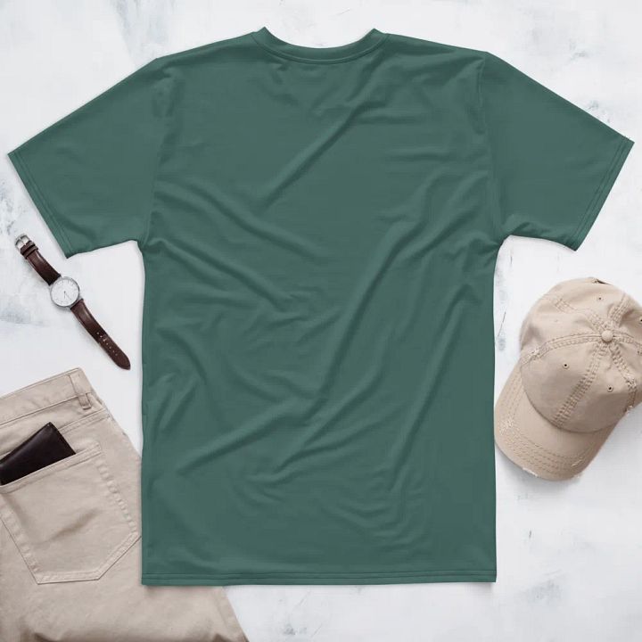 Plain Medium Dark Green Soft Summer Men's Crewneck Polyester Heavyweight Premium T-Shirt by Treasure Pie product image (2)