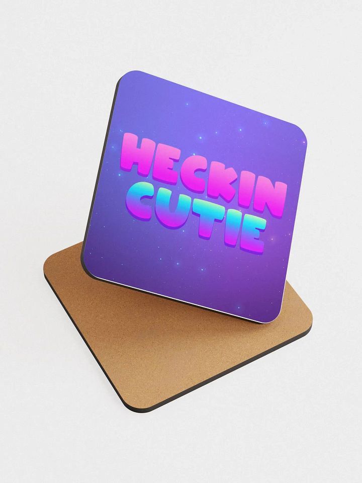 Heckin Cutie Glossed Cork Coaster product image (1)